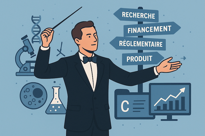 Une représentation du CEO en chef d'orchestre de la startup biotech.